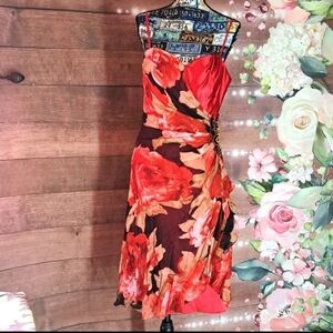 Caviar20 Red and Black Floral Prom Dress